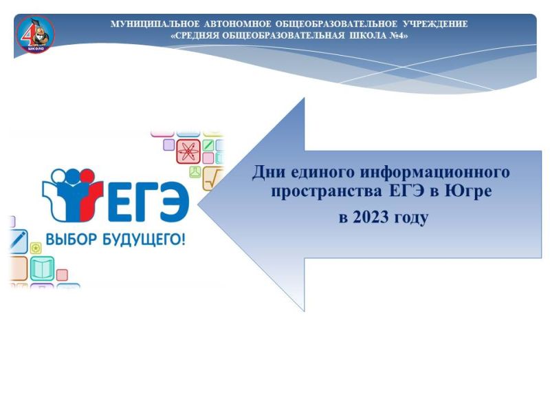 Региональная акция «Дни единого информационного пространства ЕГЭ в Югре в 2023 году» C 17 апреля  по 19 мая 2023 года.